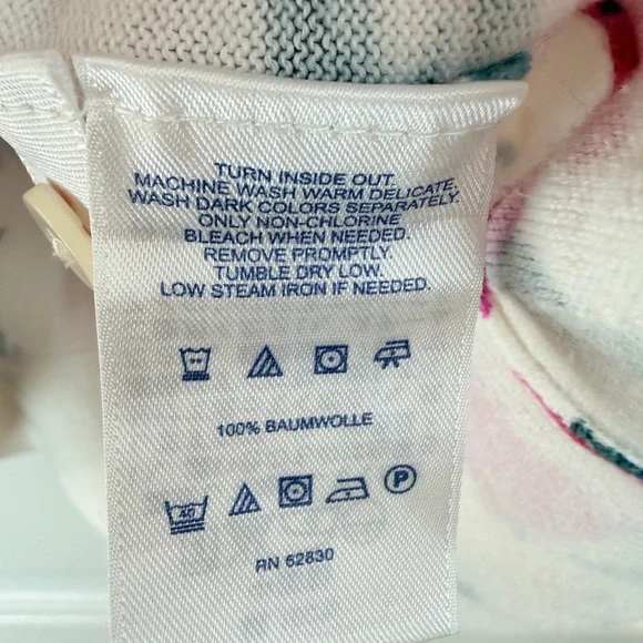 Lands End Cottagecore 100% Supima Cotton Floral Cardigan L/P - Picture 4 of 6